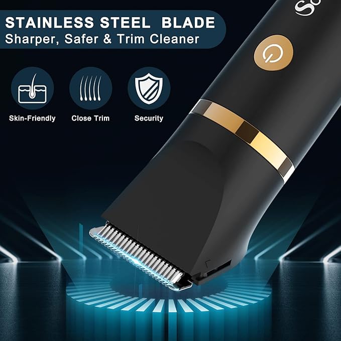 Electric Groin Hair Trim Ball Trimmer for Men Body Shaver Below-The-Waist Groomer Nose Hair Trimmer Waterproof Cordless 3 in 1