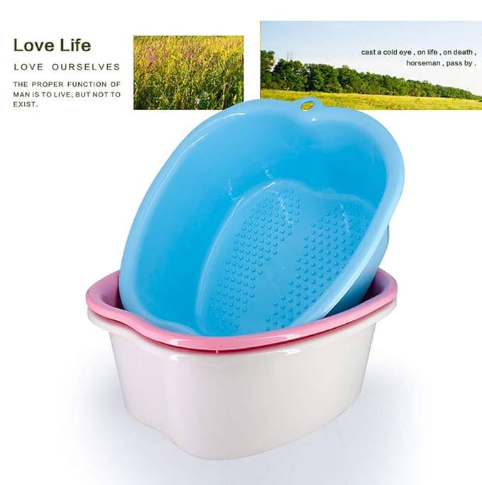 Plastic Foot Basin Feet Bath Spa Wash Bucket and Massage Sturdy Tub for Soaking Foot,Detox,Toe Nails, and Ankles,Pedicure,Portable Feet Tub Beige