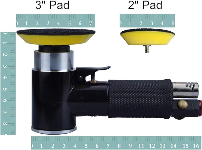 2" & 3" Dual Action Mini Air Sander, Random Orbital Pneumatic Polisher Kit with Pads & Accessories, High Speed Air Angle Sander for Auto Body, Wood, Metal, and Furniture Polishing