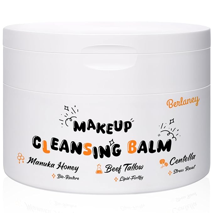 Cleansing Makeup Remover Balm, One-Step Remove Melts Makeup Balm to Oil, Gently Removes Waterproof Makeup With Manuka Honey, Cica & Tallow, for All Skin Types, 1.76 oz