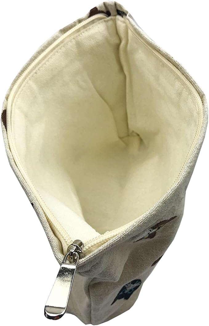 GUTGNK Corduroy Ladies Cosmetic Bag, Large Capacity Canvas Cosmetic Bag Travel Toiletry Bag Accessories Organizer, White Cat