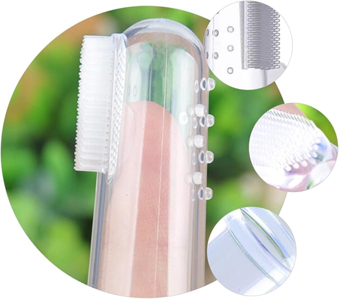 TEHAUX Finger Toothbrush Set 10Pcs with Silicone Soft Bristles and Case, Oral Massager and Teeth Cleaning Tool for Newborns and