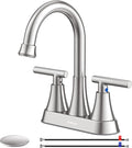 Bathroom Faucets for Sink 3 Hole, Hurran 4 inch Brushed Nickel Bathroom Sink Faucet with Pop-up Drain and Supply Lines, Stainless Steel Centerset Faucets for Sink Vanity RV