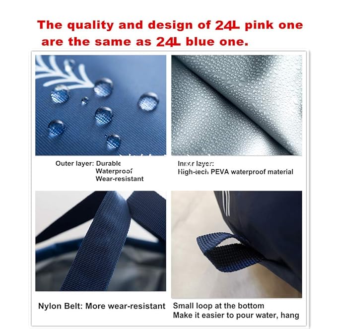 24L Collapsible Foot Soaking Bath Basin for Large Feet, Portable Foot Spa Soak Tub Foldable Water Bucket for Travel Camping, Pink