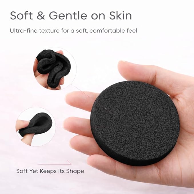 120 PCS Compressed Facial Sponges, Natural Cellulose Face Cleaning Pads, Professional Spa-Grade Makeup Remover Sponges for Daily Cleansing,Compact Travel-Friendly Skincare Essentials (black)