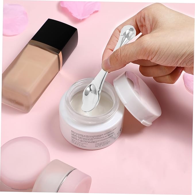 Metal Eye Cream Applicator Stick with Spatula Versatile Skincare Tool for Face Cream for Circulation and Relaxation Silver Color