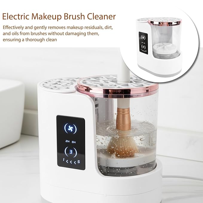 Electric Makeup Brush Cleaner & Dryer Machine, Portable Automatic USB Cosmetic Brushes Cleaner Tool with Smart Touch Controls for All Size Beauty Makeup Brush Set, 6.8 X 6.9 X 4.8in