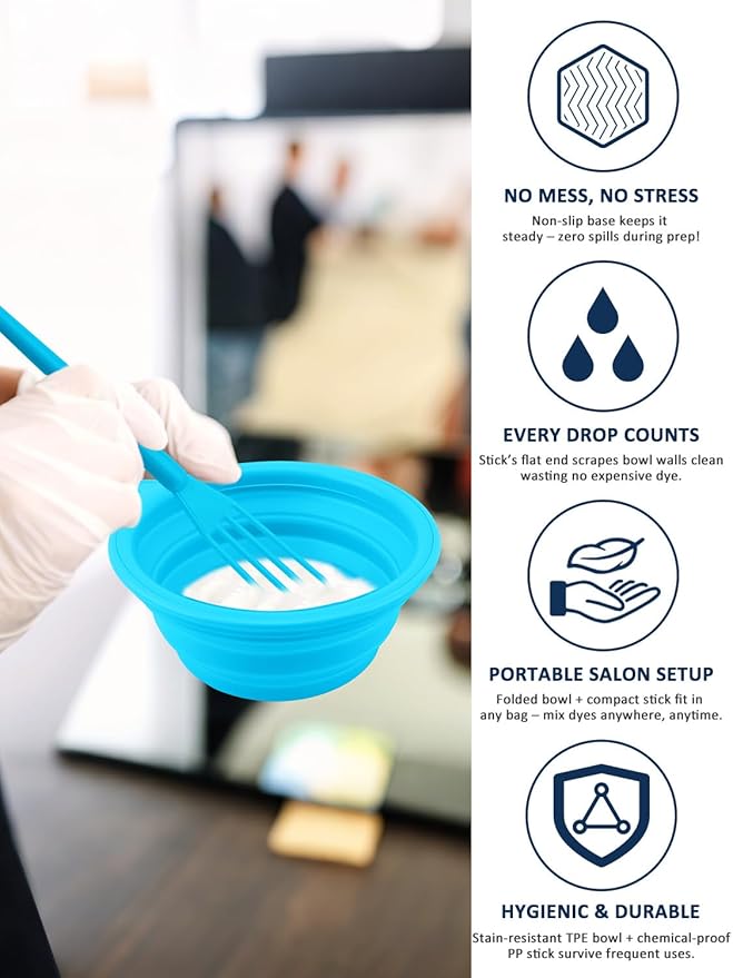 19PCS Hair Bleach Highlighting Kit with Hair Dye Brush and Bowl Set Color Whisk, Highlight Frosting Cap with Hook, Gloves and Capes, Home Use Salon Tools for Hair Bleaching Coloring Dying