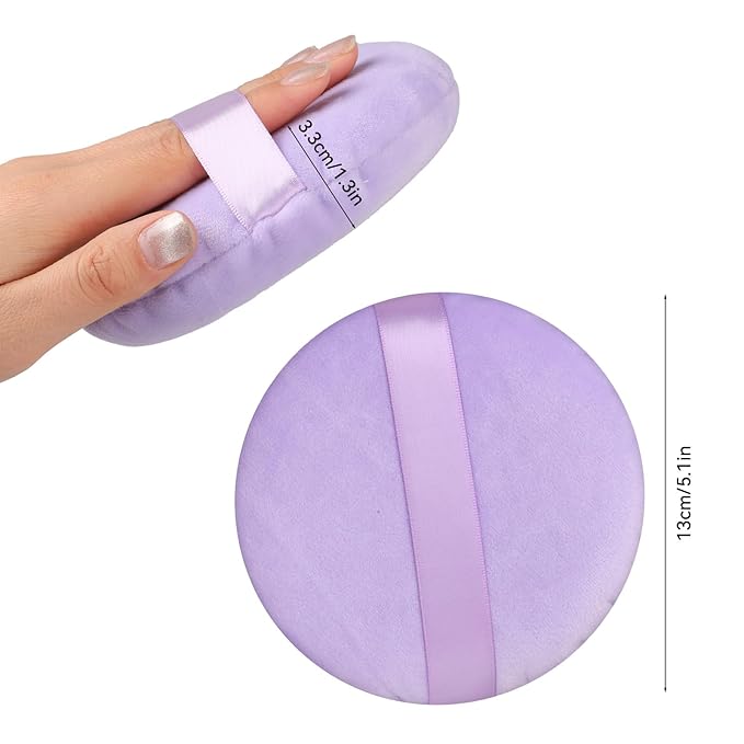 5 Inch Body Powder Puff, 1 Pack Ultra Soft Velour Setting Powder Puffs Large Washable Round Makeup Sponge Applicator for Face Cleaning, Makeup & Loose Powder, Bath Powder, Powder Foundation Blending