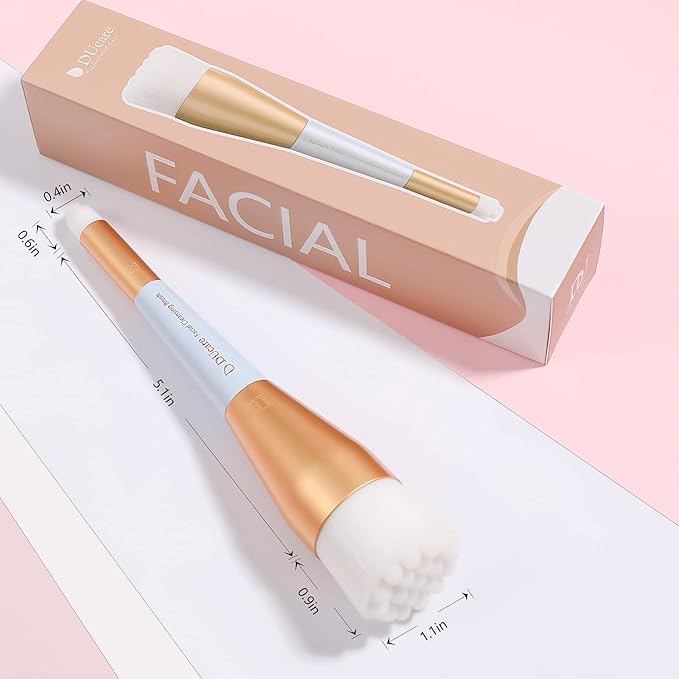 DUcare Manual Facial Cleansing Brush, 2-in-1 Skin Care face Brush Dual End Facial Manual Dual Face Wash Brush for Deep Pore Exfoliation Massaging