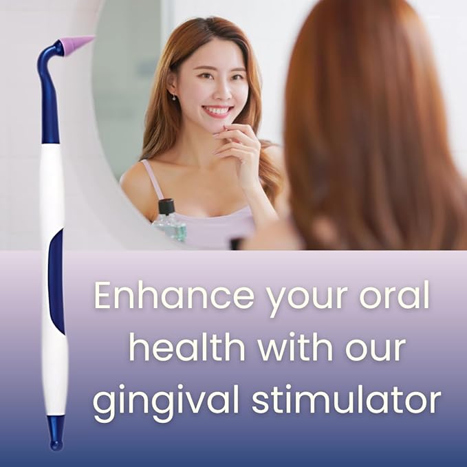 Gingival Stimulator - Flexible Rubber Tip Stimulator Massager Dental Tools, with Travel Zipper Pouch- 3 Pack Total