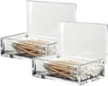 Sizikato Set of 2 Clear Acrylic Q-Tip Holder Bathroom Cotton Swab Dispenser.