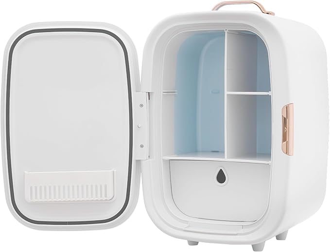 Skincare Fridge, 12L Portable Beauty Fridge for Comestic Storage, Compact Mini Cosmetic Refrigerator with Cooling & Heating, Adjustable Shelves for Makeup, Perfumes, Facial Masks, Lipsticks (White)