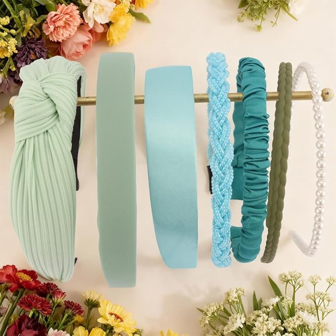 AHONEY 7 Pack Turquoise Headbands for Girls Women Headbands Trendy Non Slip Hairbands Cute Hair Accessories Multi-style Headband Pack Diademas Para Mujer