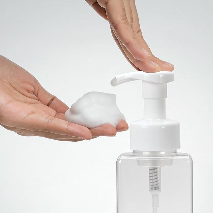 Ginger Lily Farms Foaming Soap Dispenser, Refillable Plastic Pump Bottles for Liquid Hand Soap, 15 oz. Clear Bottle with White Pump, 2-Pack