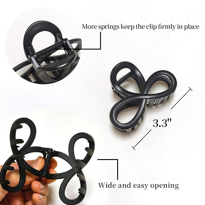3.3 Inch Hair Claw Clips, No Slip Matte Not Easy to Break Claw Clip for Women's Thin & Medium Thick Fine Hair, 5 Pack
