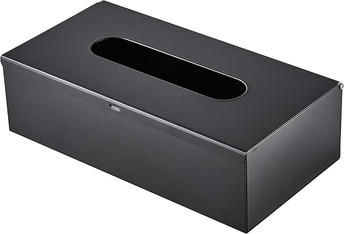 JunSun Rectangular Tissue Box Cover Tissue Box Holder Napkin Holder Tissue Storage Box Facial Tissue Holder Decorative Holder For Bathroom Bedroom Nightstand Office Dresser-Stainless Steel Matte Black