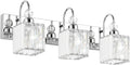 Ralbay Chrome Crystal Bathroom Vanity Light - 3-Lights, 24" Modern Wall Light Fixtures
