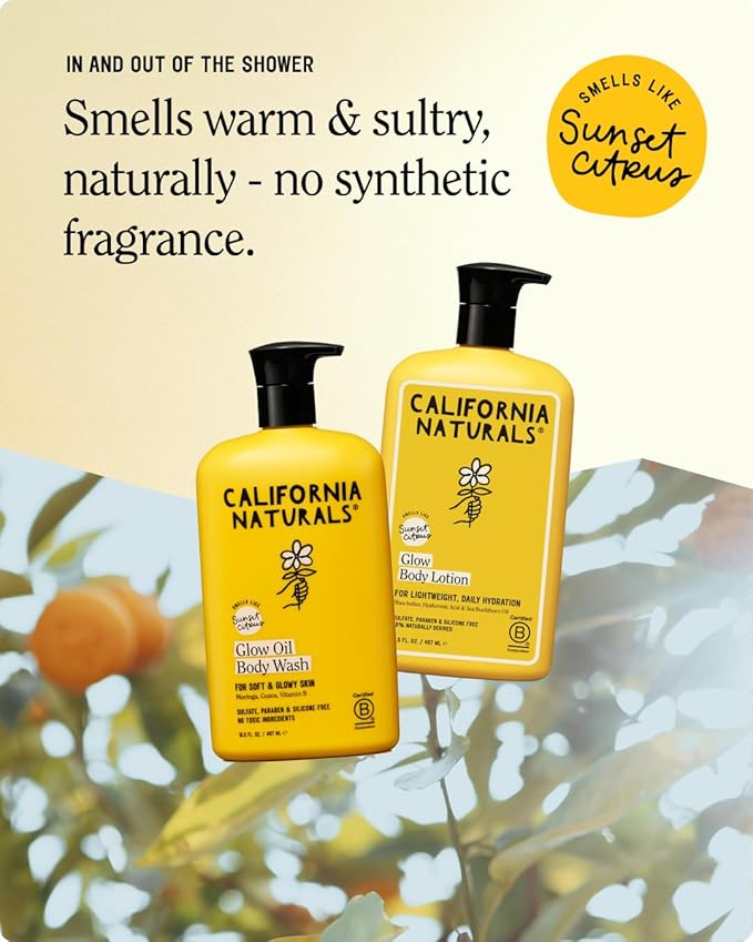 California Naturals Glow Body Lotion Sunset Citrus, Lightweight Hydrating Body Lotion for Soft Smooth Skin, Naturally Scented, Vegan, Cruelty, Paraben & Phthalate Free, 16.5 oz