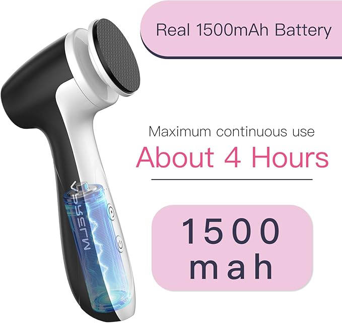 Rechargeable Electric Foot Callus Remover with 3 Glass Grinding Heads, Professional 1000RPM 3-Speed Control Electric Foot File (E7 Black Glass Version)