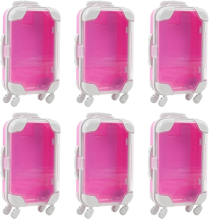 6 Pcs Mini Suitcase Party Favor Box Plastic Luggage Storage Box Empty Candy False Eyelashes Boxes Tiny Suitcase for Wedding Travel Decoration 6.69 Inch