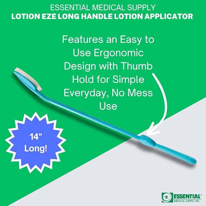 Essential Medical Supply Lotion EZE Long Handle Lotion Applicator with Sponge in a Pack of 2 - Perfect for Applying Sunscreen and Lotion to Back and Hard-to-Reach Areas