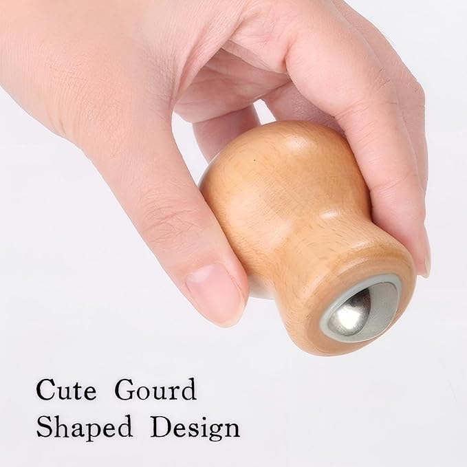 Stainless Steel Facial Massage Roller with Beech Wood Handle, 360-Degree Rotating Ice Ball for Face and Eye Care, 1 Pack