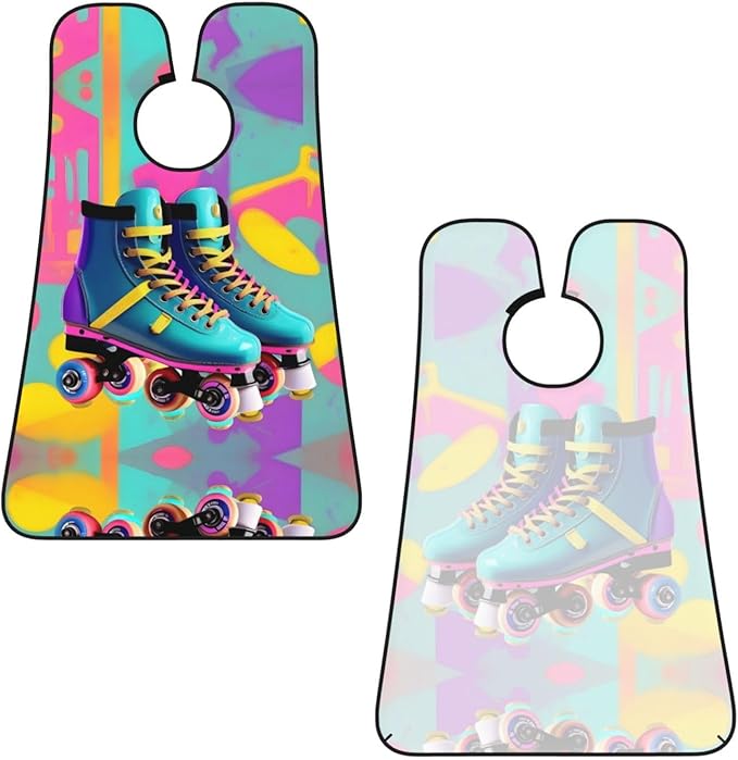 Retro Colorful Roller Skates Print Beard Bib Apron For Men, Beard Hair Catcher For Men Shaving Trimming,Beard Cape Cloth