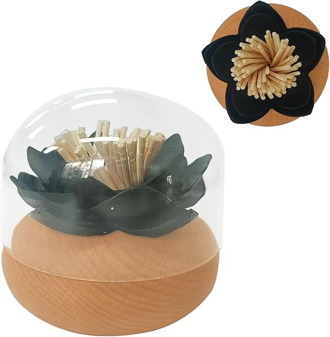Qtips Holder Black Cotton Toothpick Holders Q-Tips Holder Black Bathroom Accessories Toothpick Holder 3D Wooden Qtip Holder with Lid Restroom Sink Desktop Bathroom Decor and Accessories ﻿