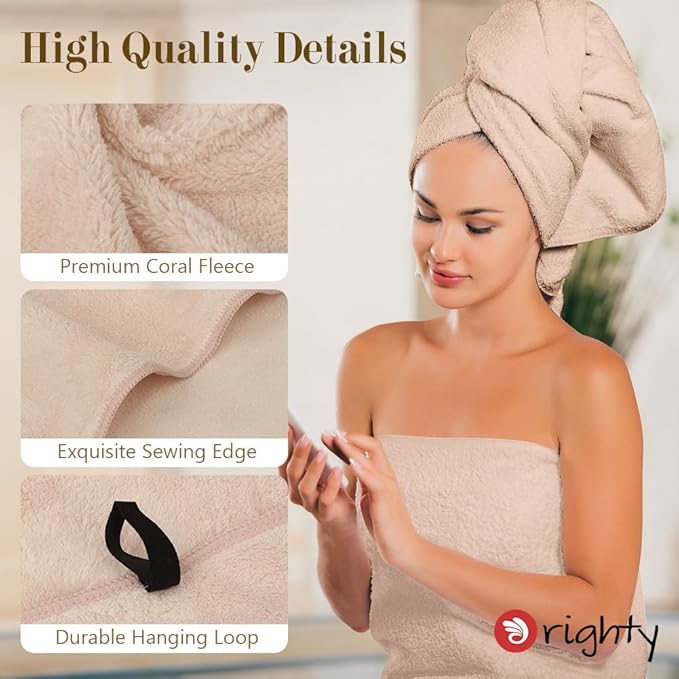Orighty Microfiber Bath Towels Pack of 2(27'' x 54'') - Soft Feel, Highly Absorbent, Quick Drying for Body, Sport, Yoga, SPA, Fitness - Brown