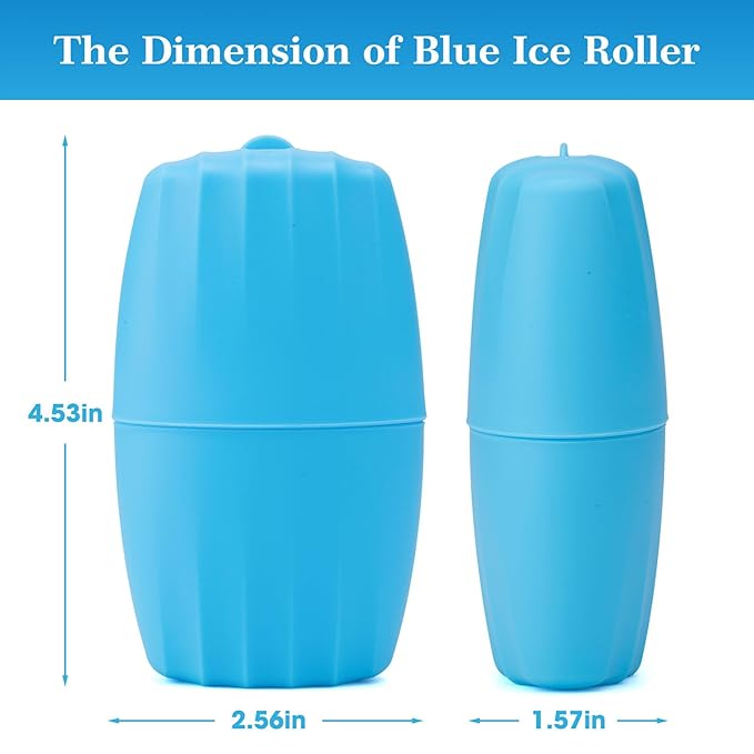 2 PACK Reusable Cube Silicone Mold Ice Roller For Face Cold Therapy Facial Massage Roller (Pink + Blue)