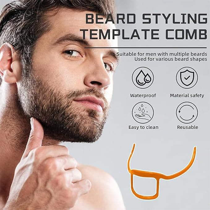 Beard Styling Template Goatee Mustache Grooming Guide Stencil Lineup Tool Shaving Template for Men Face Hair Styling Hairline Shaping Orange