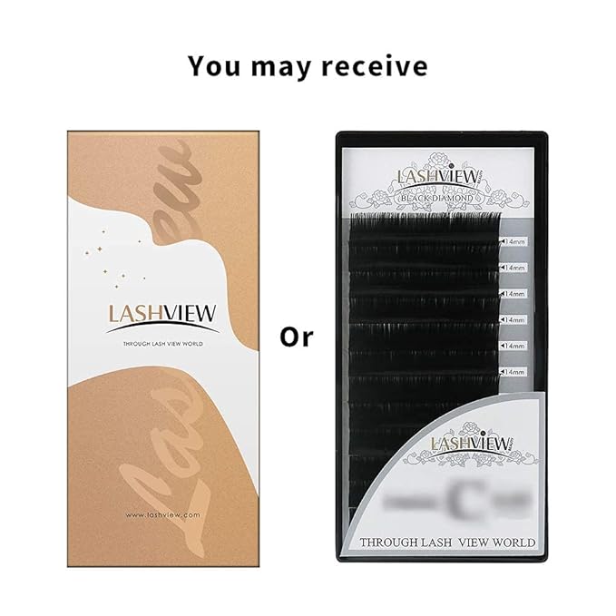 LASHVIEW Eyelash Extensions,Ellipse Flat Eyelash Extensions 0.20mm D Curl 8-15mm Mixed Tray, Black,Individual Lashes,Super Matte Extremely Soft Professional Salon Use