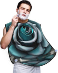 Teal Gray Rose Print Beard Bib Apron For Men, Beard Hair Catcher For Men Shaving Trimming,Beard Cape Cloth