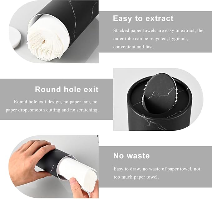 4PCS Car Tissue Holder, Car Cup Holder Convenient Travel Tissue Tube Box with Facial Tissues, Portable Round Tissues Holder Paper Towel Cylinder for Car Home Office (Marble Pink)