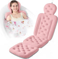 Luxury Bath Cushion, Full Body Bathtub Pillow with 160 Suction Cups, Bath Mat for Head and Neck Support, with Laundry Bag (Light Pink, 51" x 16")