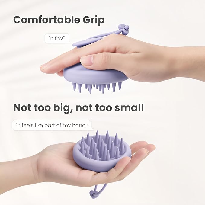 AIMIKE Scalp Massager Shampoo Brush, Soft Silicone Scalp Scrubber, Scalp Brush/Exfoliator for Washing Hair Dandruff, Build up, Scalp Massager Hair Growth Stimulator, Wet Dry Scalp Hair Scrubber-Purple