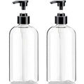 Empty Plastic Pump Bottles Dispenser（16.9 Oz, 2 Pack）, Portable Amber BPA-Free Travel Shampoo Lotion Pump Bottle Durable Refillable Containers for Massage Oil, Liquid Soap