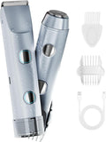 2-in-1 Bikini Trimmer for Women, IPX7 Waterproof Electric Shaver, Body Hair Trimmer & Electric Razor for Face, Lips, Pubic Area, Legs, Blue