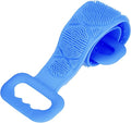 Silicone Bath Body Brush with Strong Tensile Strength - Hangable Back Cleaning Bath Strap - Blue DoubleSided Back Scrubber for Shower & Body Wash (Blue)
