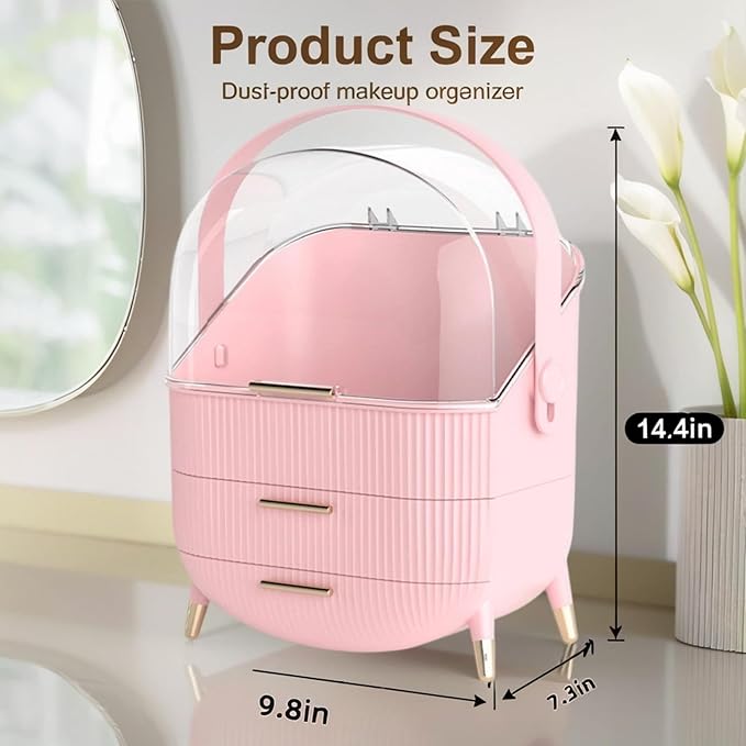 Egg Makeup Organizer, Egg Shape(Oval) Makeup Storage Box Countertop Portable Vanity Cosmetics Organizer