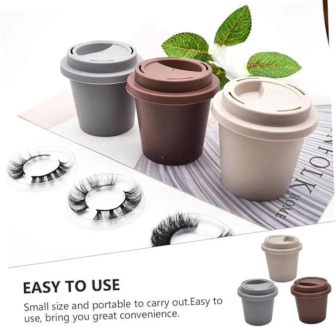3pcs False Eyelash Storage Box Durable Cases for False Eyelash Organization Portable Design Dark Brown Advanced Gray Oatmeal