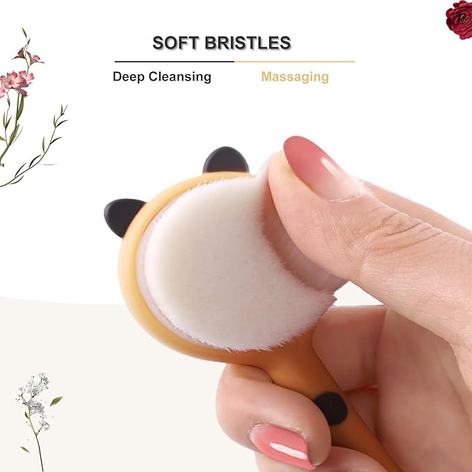 Face Brush Face Scrubber, Hysotok Facial Cleansing Brush with Soft Bristles for Face Cleansing Wash Scrub, Face Cleanser Brush for Facial Exfoliating Massaging Skin Care (Yellow)