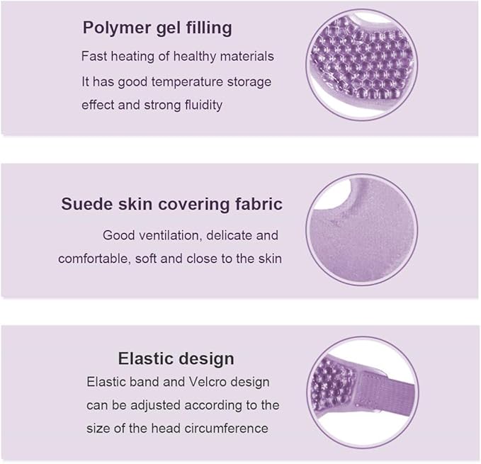 Cooling Gel Facial Mask, 2 PCS Reusable Face Pad for Puffiness & Swelling, Hot Cold Compress Heat Ice Gel Pack with Plush Backing for Migraine & Stress Relief, Pink and Purple