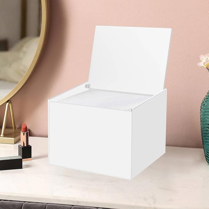 Disposable Face Towel Storage Box Compatible with Facial Towel XL, Acrylic Disposable Face Towelette Holder Container, White