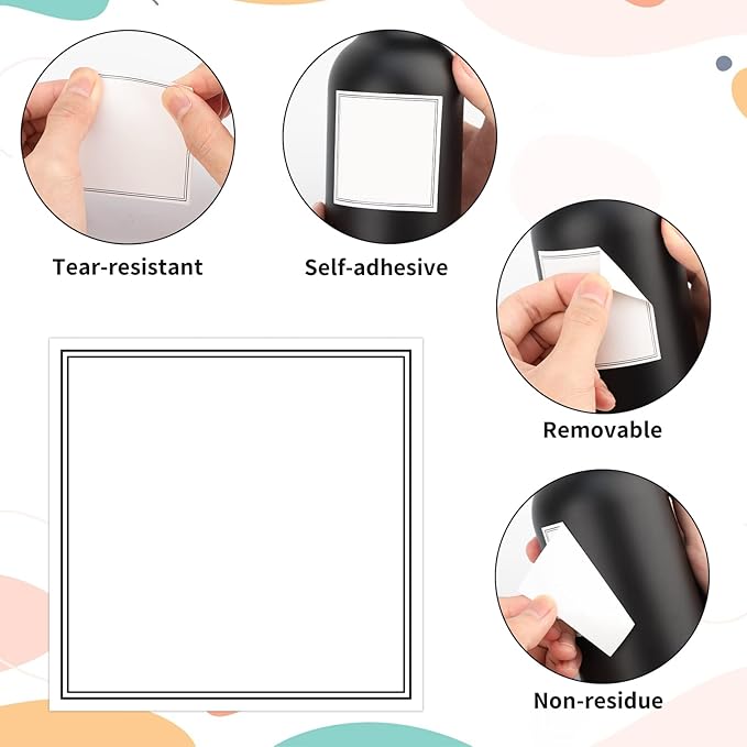Segbeauty 18pcs Blank Waterproof Labels, 2.5in White Soap Dispenser Stickers for Plastic Glass Bottles, Handwritten Removable Self-Adhesive Labels for Shampoo Conditioner Lotion Hand Soap Dish Wash
