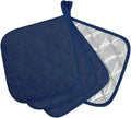 meioro 4-Pack Pot Holders for Kitchen High Heat Resistant Potholder, 100% Cotton Hot Pads, Quilted Terry Hot Pot Holder Set for Kitchens, Washable Trivet for Cooking and Baking 7x7 Inches (Navy Blue)