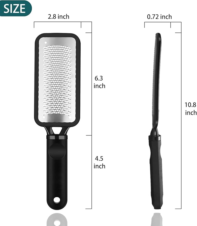 Foot Rasp Foot File, 2 Pcs Stainless Steel Pedicure Callus Remover for Feet, Professional Foot Care Tools for Pedicure to Removes Hard Skin Corns for Dry and Wet Feet
