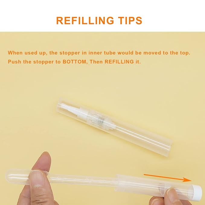 3-Pack 6ml Refillable Cuticle Oil Pens, Reusable Empty Nail Oil Pens Empty, Fillable Oil Applicator, Transparent Cosmetic Container (White)