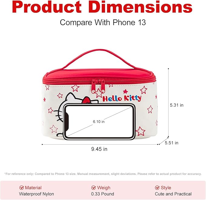 AmBealla Cosmetic Bag Large Makeup Travel Case with Brush Holder,Waterproof Makeup Bag Organizer with Hanging Hook,Travel Toiletry Bag for Women,Sweet&Stylish for Girls,Red Apple